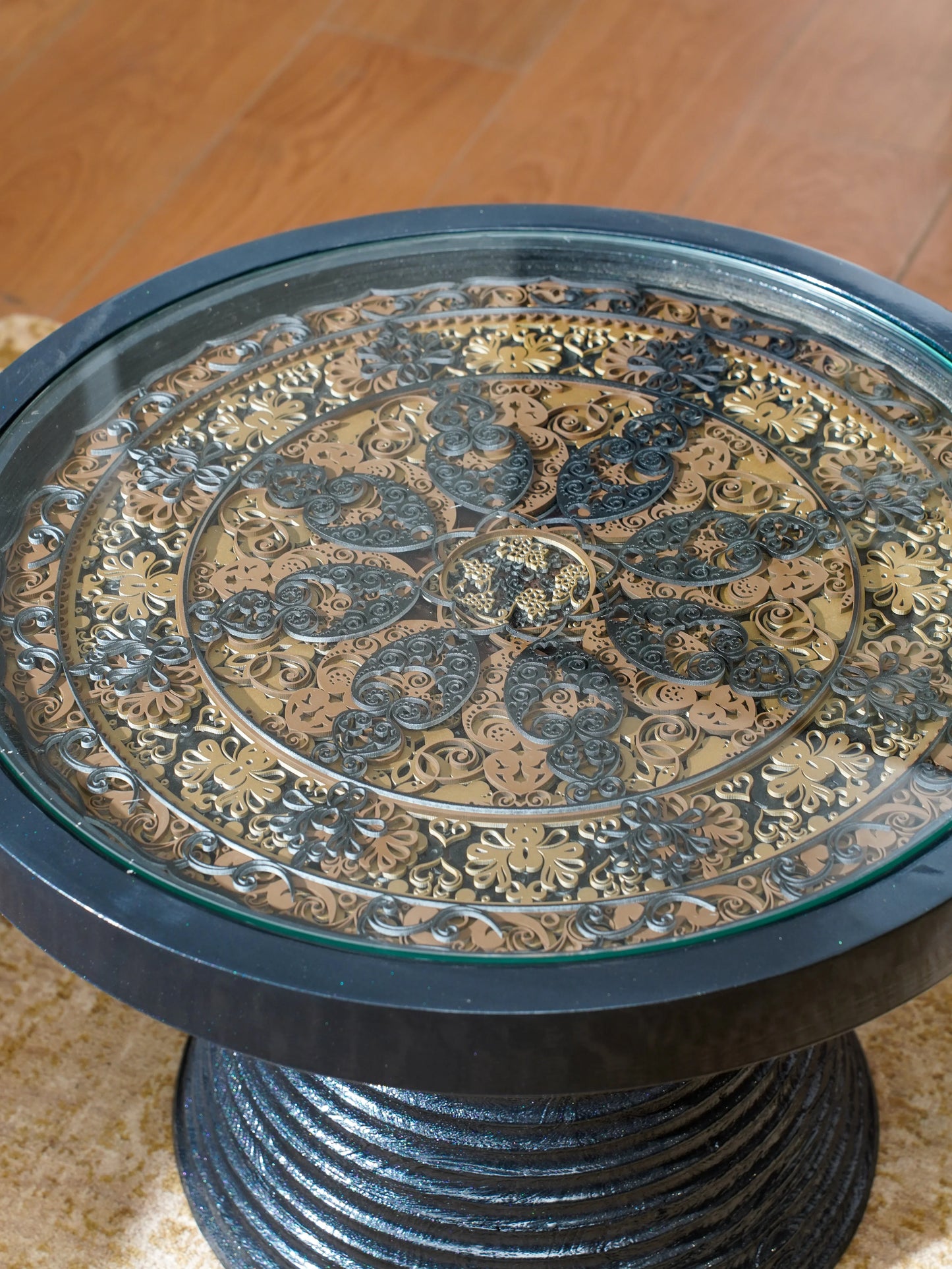 Luxury Deep-Tone Coffee Table Midnight Solstice — Architectural Noir Feature Piece — Sophisticated Minimalist Accent Furniture - velvet & grain