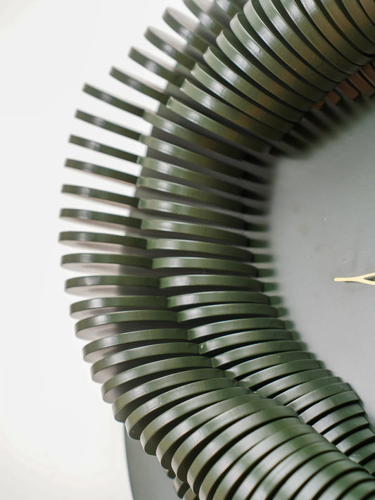 Biophilic 3D Wood Wall Clock Moss Helix — Layered Botanical Timepiece — Modern Silent Geometric Birch Wood Art - velvet & grain