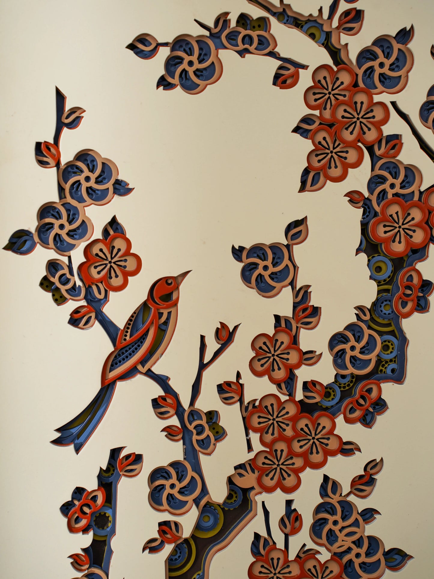 Nature-Inspired 3D Wood Wall Art Blossom & Birds — Hand-Finished Minimalist Home Decor — Modern Laser Cut Birch Plywood Sculpture - velvet & grain