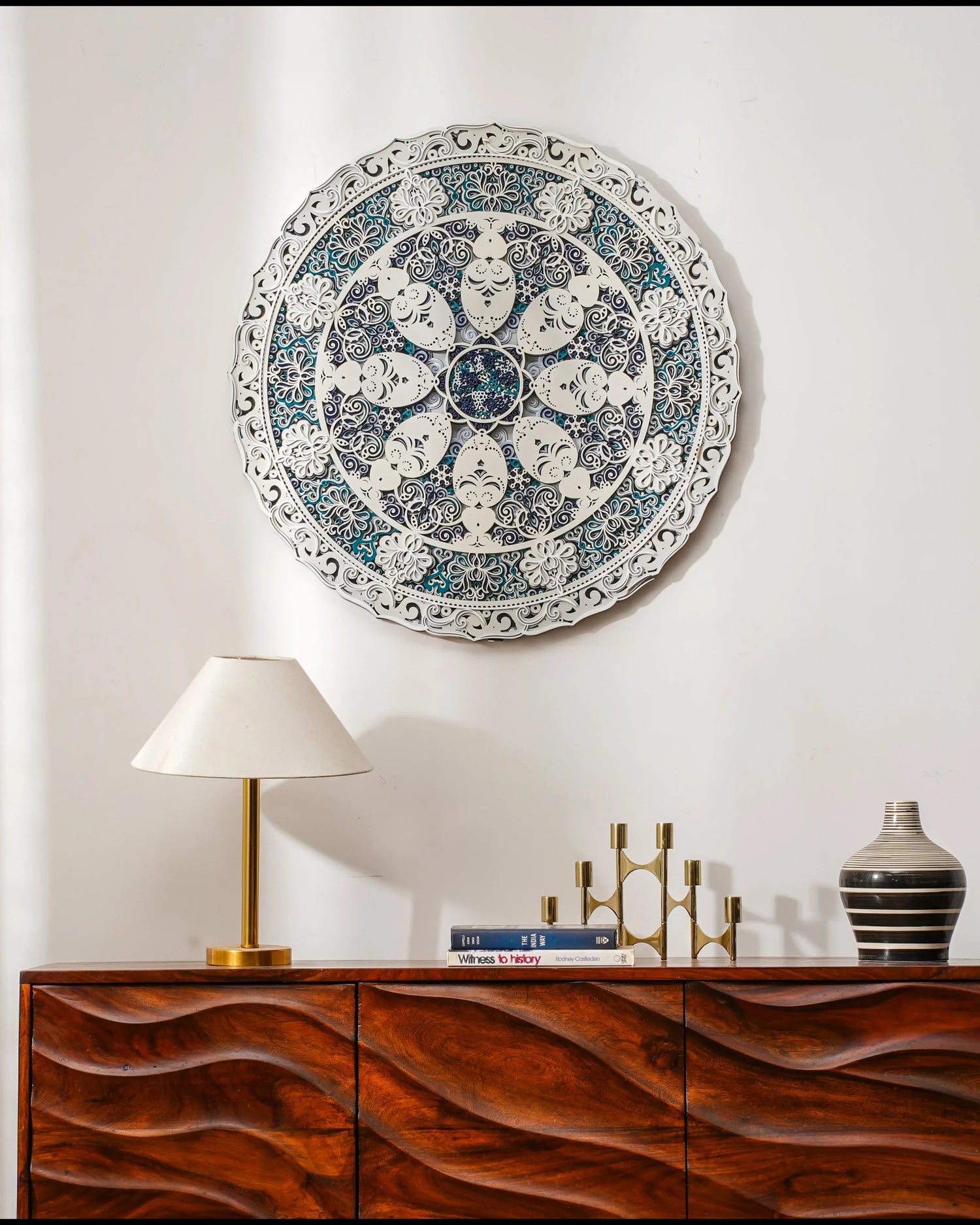 Modern Wall Art Crystal Peony - Luxury 3D Wood Wall Decor - Minimalist Multilayered Floral Art - velvet & grain