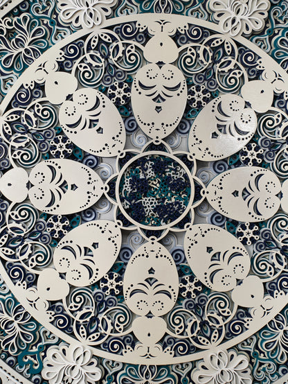 Modern Wall Art Crystal Peony - Luxury 3D Wood Wall Decor - Minimalist Multilayered Floral Art - velvet & grain