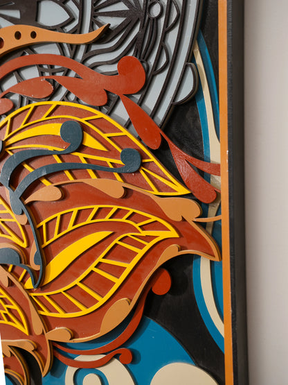 Luxury Modern Wall Art Golden Phoenix Triptych - 3 Piece 3D Wood Wall Decor - Large Multilayered Gold Art - velvet & grain