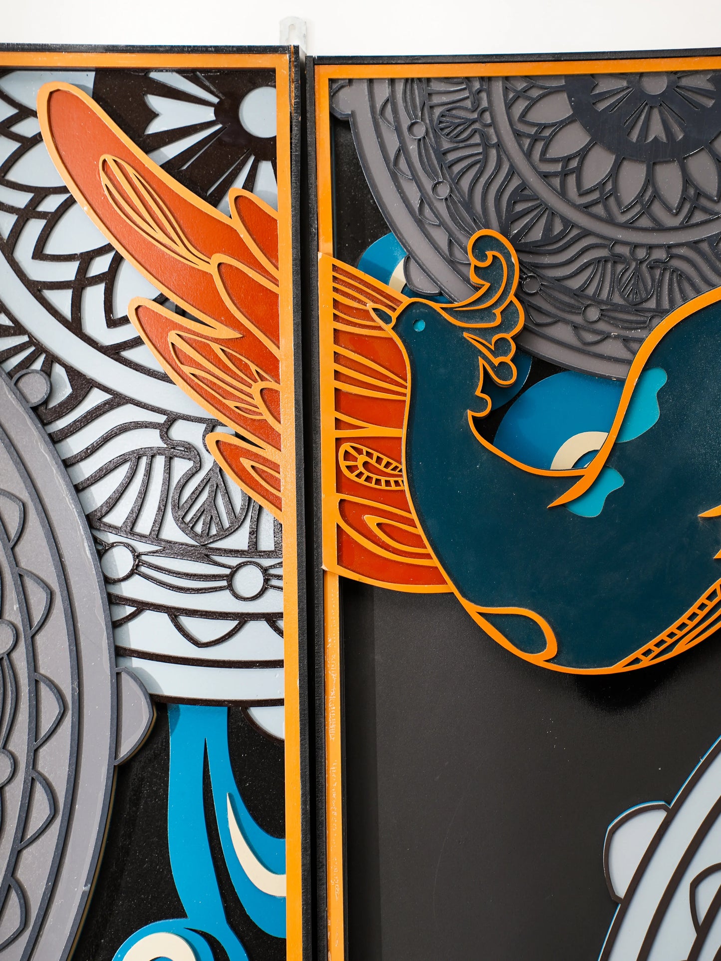 Luxury Modern Wall Art Golden Phoenix Triptych - 3 Piece 3D Wood Wall Decor - Large Multilayered Gold Art - velvet & grain