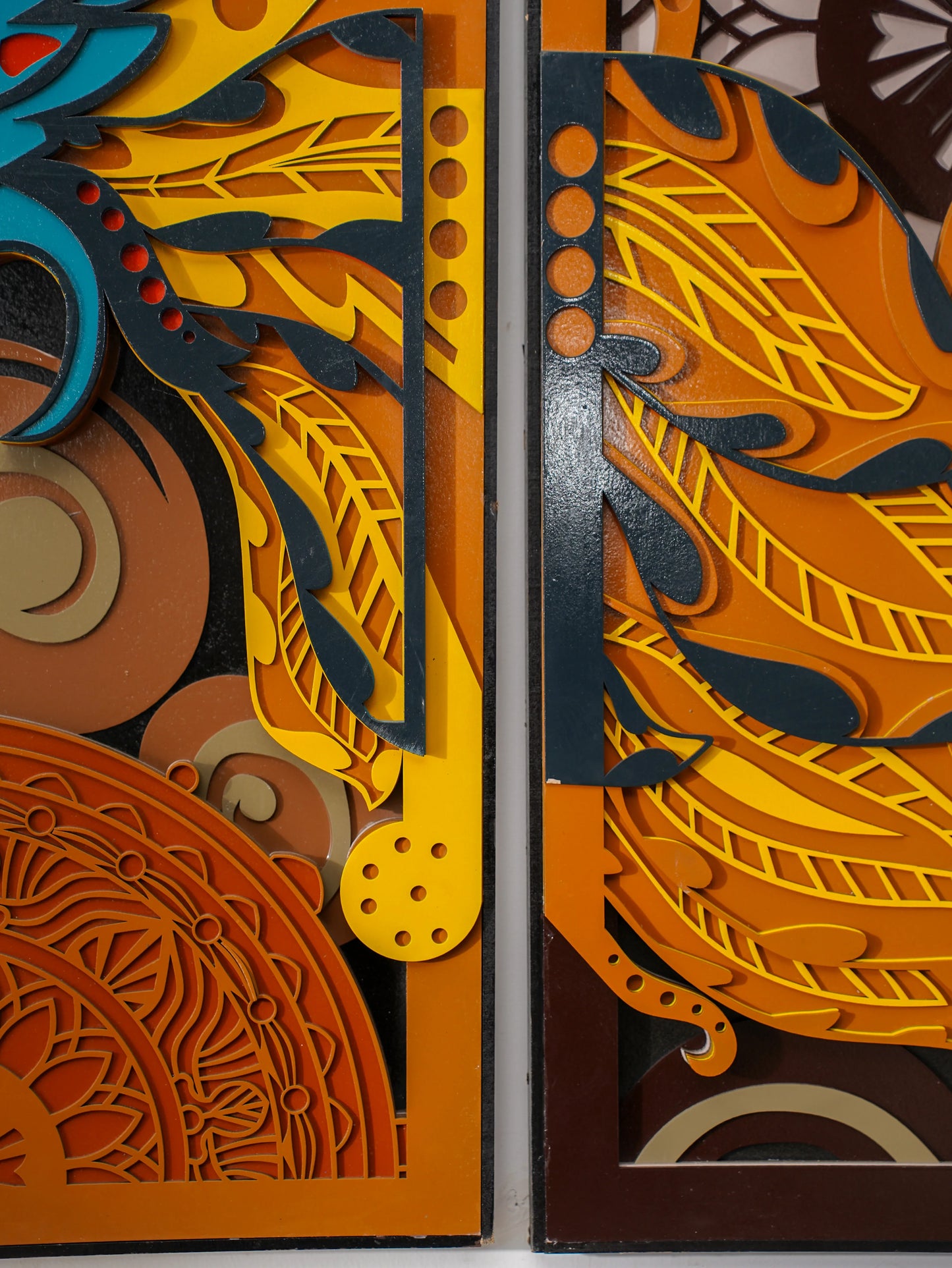 Luxury Modern Wall Art Golden Phoenix Triptych - 3 Piece 3D Wood Wall Decor - Large Multilayered Gold Art - velvet & grain