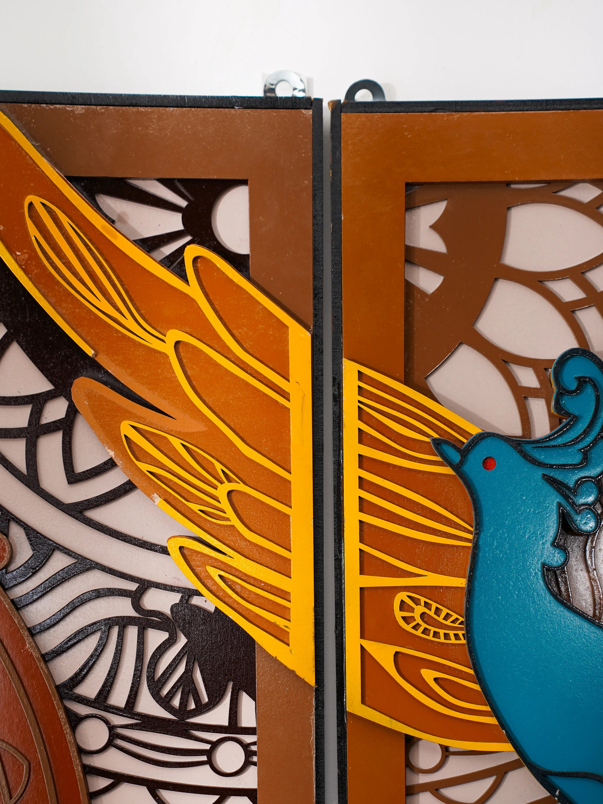 Luxury Modern Wall Art Golden Phoenix Triptych - 3 Piece 3D Wood Wall Decor - Large Multilayered Gold Art - velvet & grain