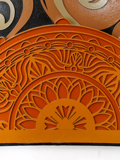 Luxury Modern Wall Art Golden Phoenix Triptych - 3 Piece 3D Wood Wall Decor - Large Multilayered Gold Art - velvet & grain