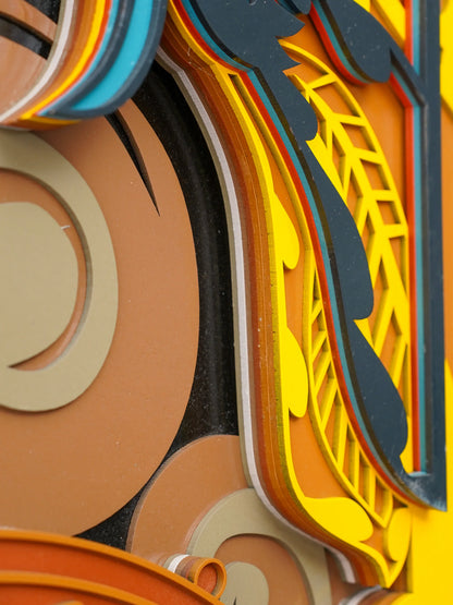 Luxury Modern Wall Art Golden Phoenix Triptych - 3 Piece 3D Wood Wall Decor - Large Multilayered Gold Art - velvet & grain