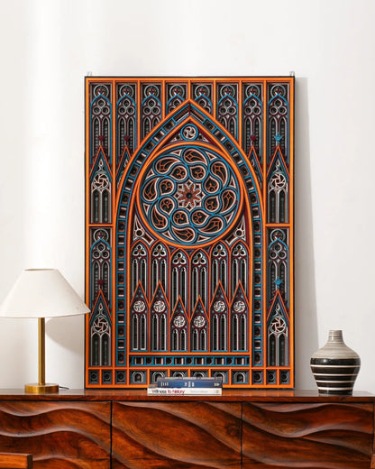 Victorian Dark Academia Wood Art Gothic Grace — Intricate 3D Laser Cut Decor — Luxury Blackwork Layered Wall Sculpture - velvet & grain