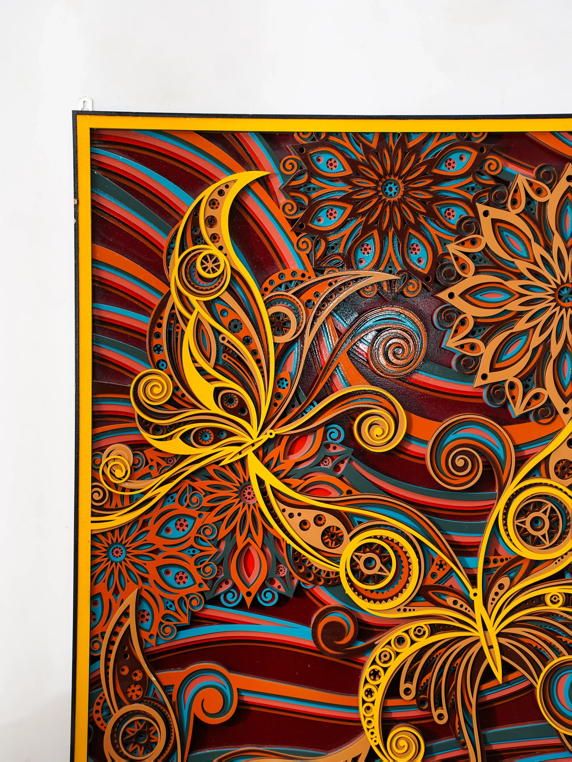 Ethereal 3D Wood Art Butterfly Symphony — Intricate Laser Cut Filigree Decor — Modern Layered Birch Wall Relief Sculpture - velvet & grain