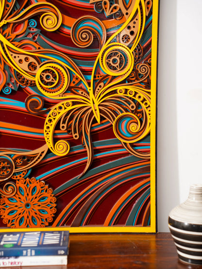 Ethereal 3D Wood Art Butterfly Symphony — Intricate Laser Cut Filigree Decor — Modern Layered Birch Wall Relief Sculpture - velvet & grain