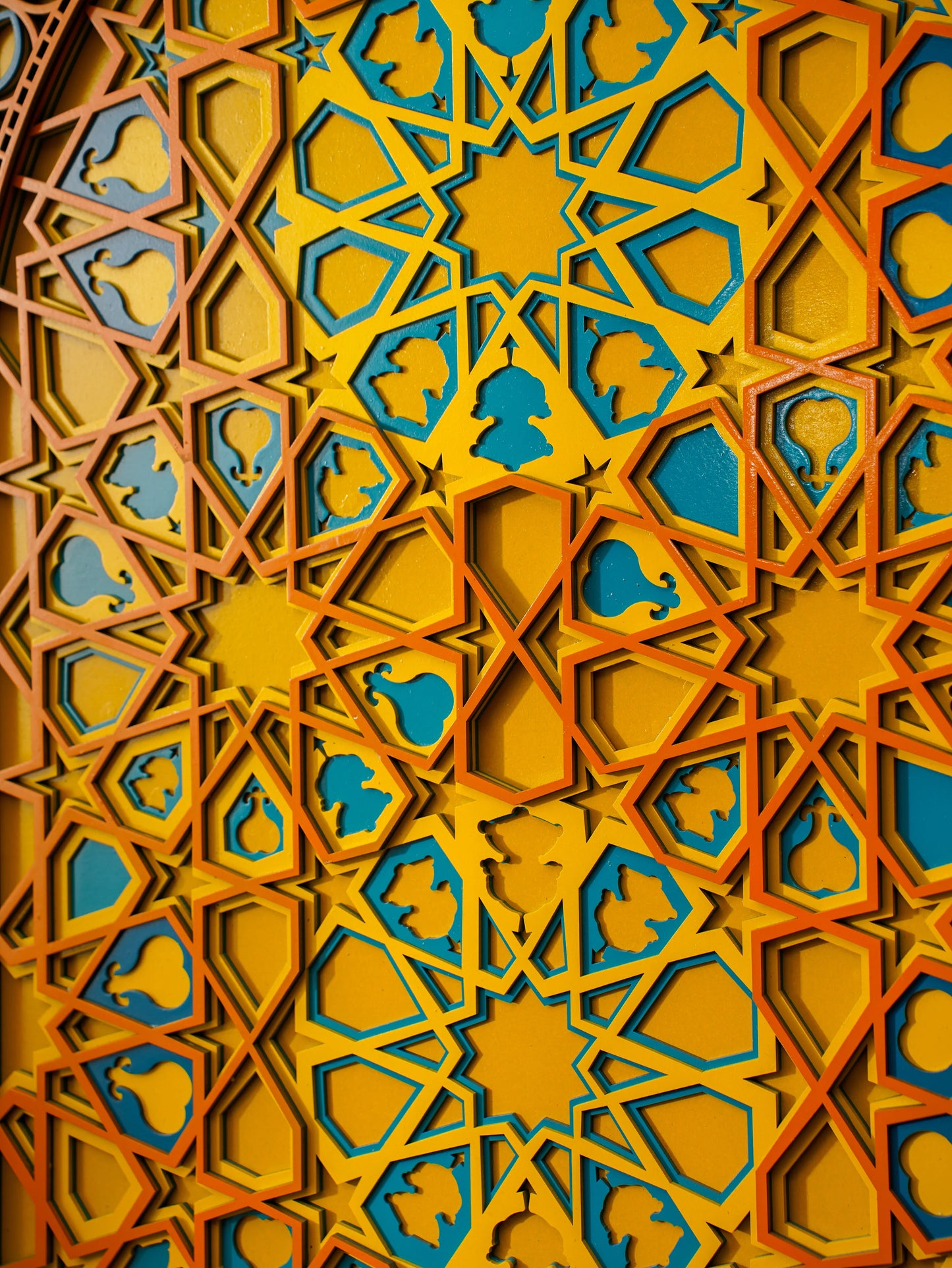 Golden-Hour 3D Wood Art Multiverse Marigold — Luxe 7-Tier Layered Decor — Modern Floral Laser Cut Fretwork Sculpture - velvet & grain