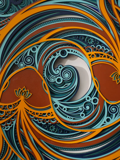 Zen Harmony 3D Wood Wall Art Yin-Yang Balance — Minimalist Teakwood Style Decor — Modern Laser Cut Symbolic Home Sculpture - velvet & grain