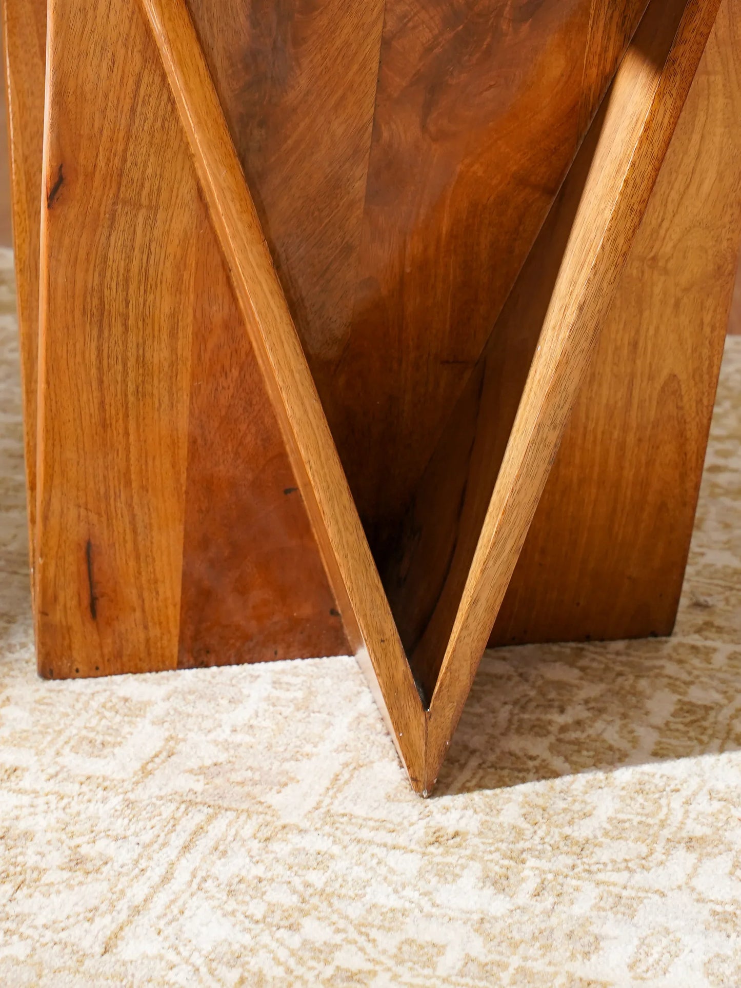 Monolithic Teakwood Coffee Table Oracle Plinth — 3D Structural Pedestal Furniture — Modern Architectural Artisan Statement - velvet & grain