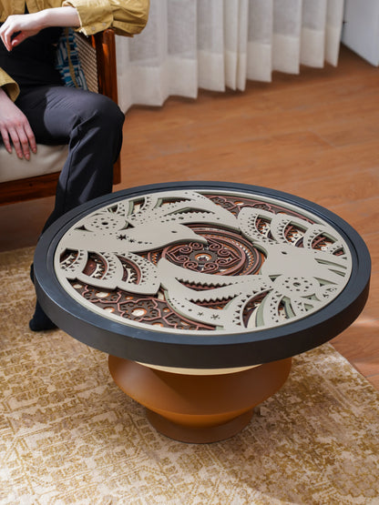 Aerodynamic Teakwood Coffee Table Terra Flight — 3D Sculptural Organic Furniture — Modern Floating-Effect Artisan Piece - velvet & grain