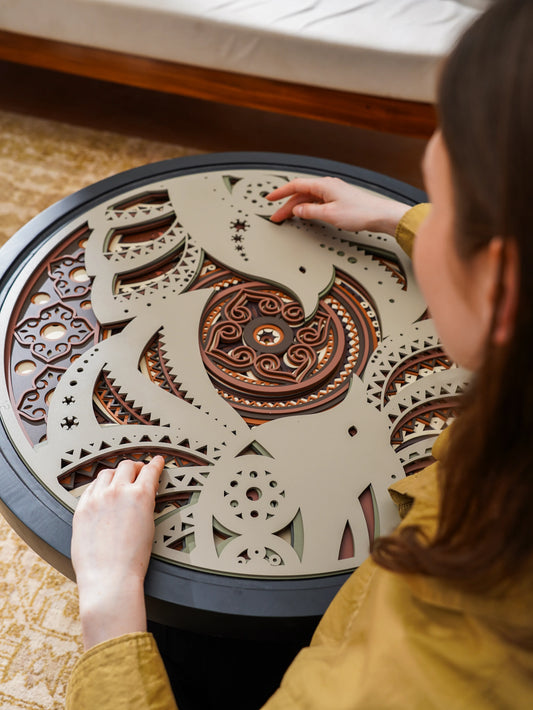 Aerodynamic Teakwood Coffee Table Terra Flight — 3D Sculptural Organic Furniture — Modern Floating-Effect Artisan Piece - velvet & grain