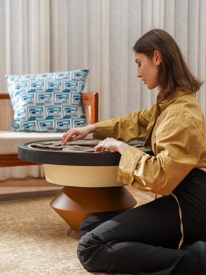 Aerodynamic Teakwood Coffee Table Terra Flight — 3D Sculptural Organic Furniture — Modern Floating-Effect Artisan Piece - velvet & grain