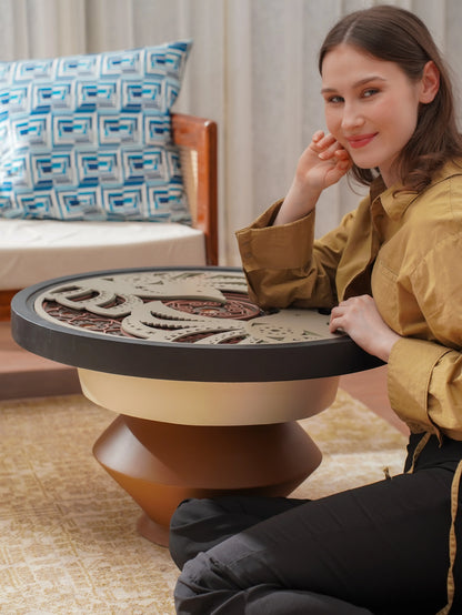 Aerodynamic Teakwood Coffee Table Terra Flight — 3D Sculptural Organic Furniture — Modern Floating-Effect Artisan Piece - velvet & grain