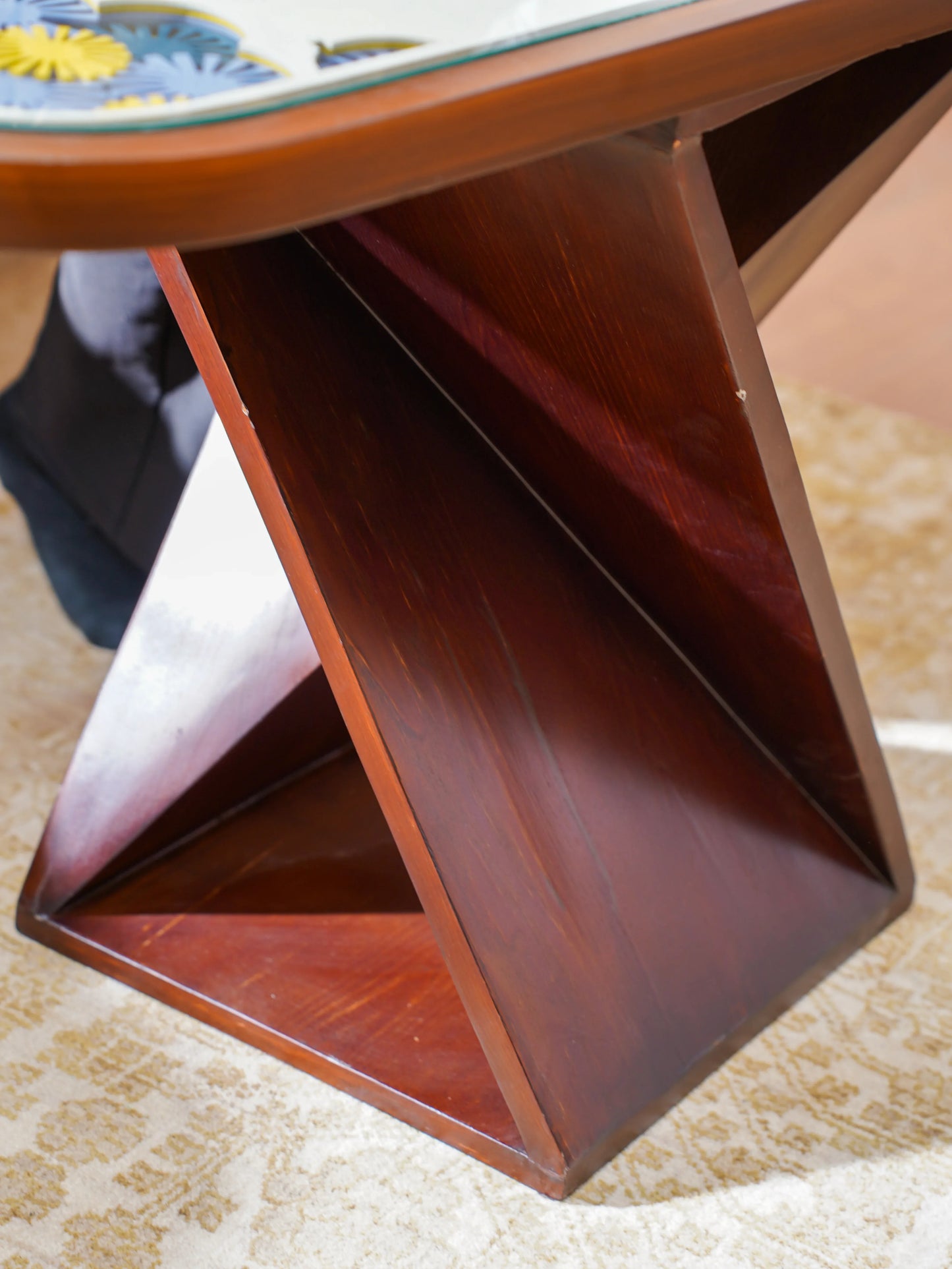 Avant-Garde Teakwood Coffee Table Z Tear-drop — 3D Fluid Organic Furniture — Mid-Century Modern Sculptural Accent Piece - velvet & grain