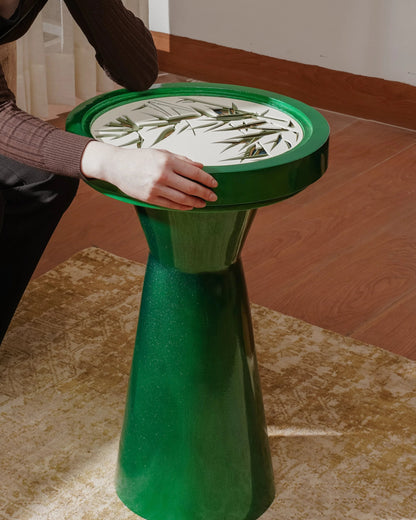 Luxury Teakwood Coffee Table Emerald Grove — 3D Sculptural Forest Layered Furniture — Modern Botanical Boutique Statement Piece - velvet & grain