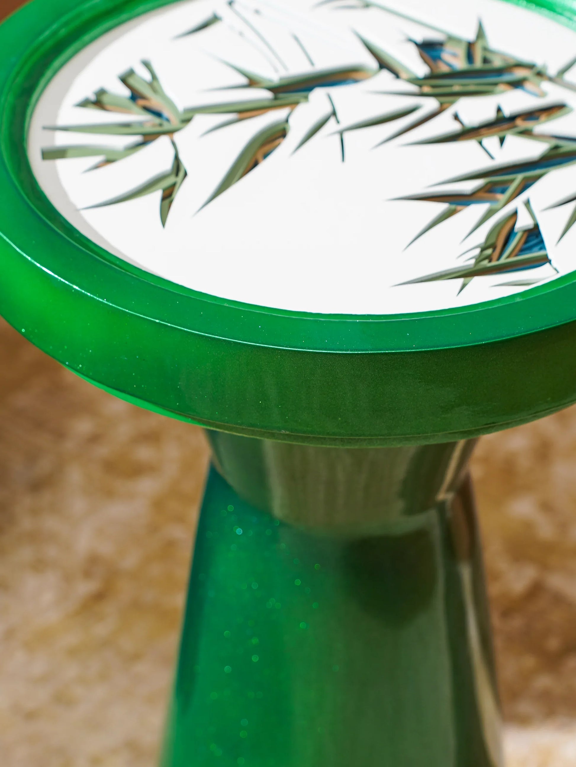 Luxury Teakwood Coffee Table Emerald Grove — 3D Sculptural Forest Layered Furniture — Modern Botanical Boutique Statement Piece - velvet & grain