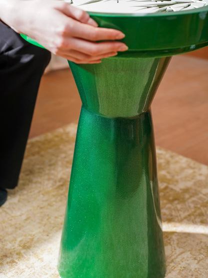 Luxury Teakwood Coffee Table Emerald Grove — 3D Sculptural Forest Layered Furniture — Modern Botanical Boutique Statement Piece - velvet & grain