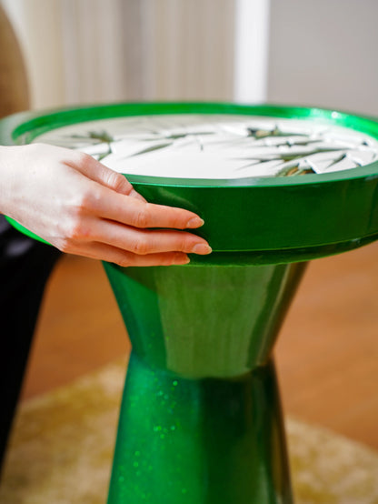 Luxury Teakwood Coffee Table Emerald Grove — 3D Sculptural Forest Layered Furniture — Modern Botanical Boutique Statement Piece - velvet & grain