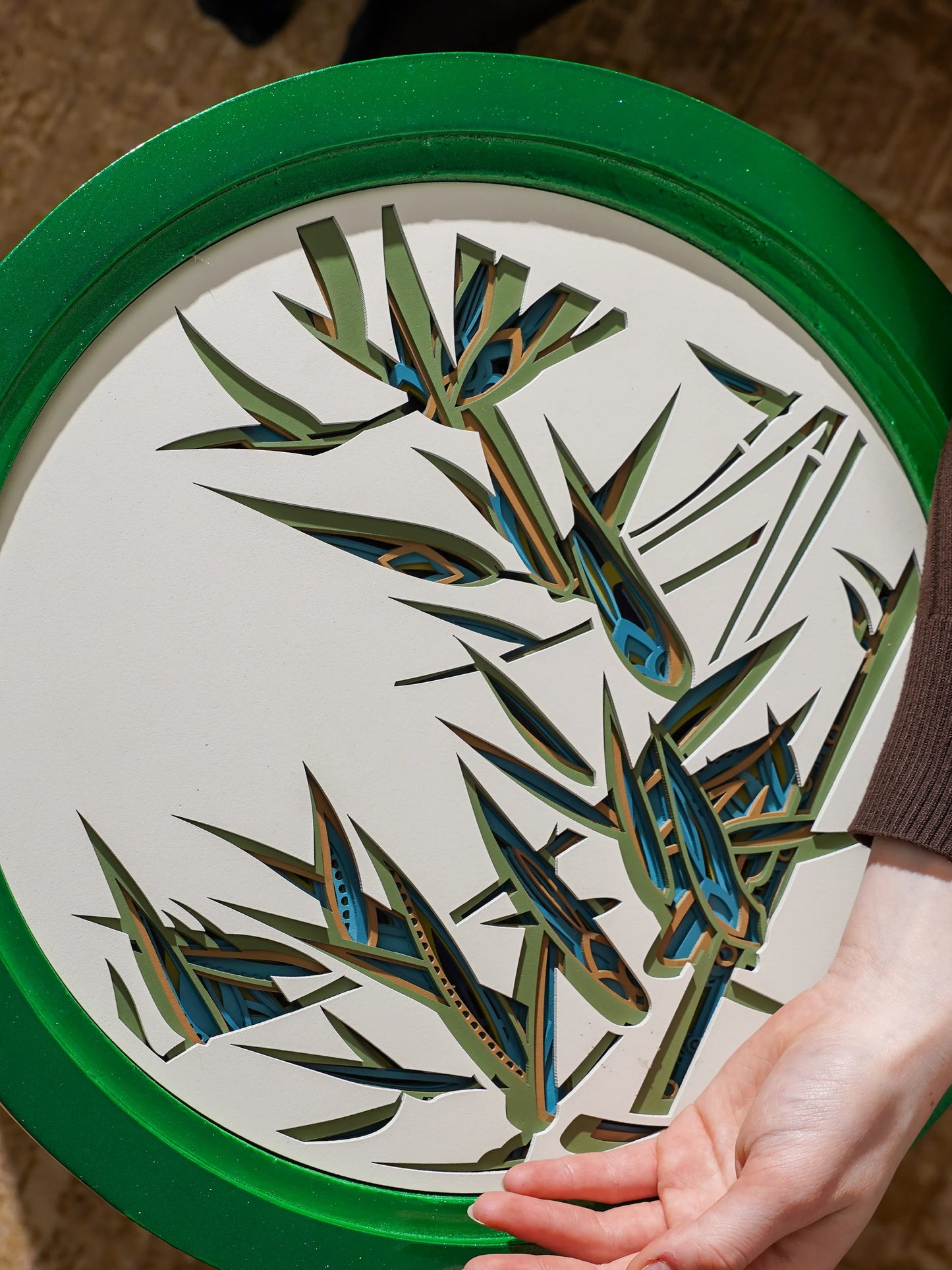 Luxury Teakwood Coffee Table Emerald Grove — 3D Sculptural Forest Layered Furniture — Modern Botanical Boutique Statement Piece - velvet & grain