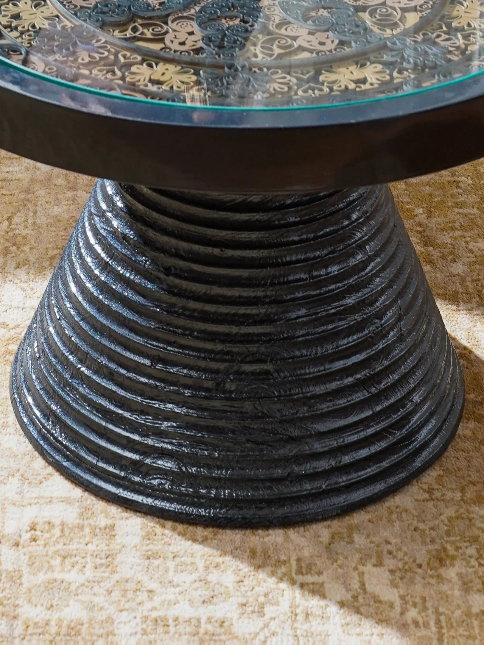 Luxury Deep-Tone Coffee Table Midnight Solstice — Architectural Noir Feature Piece — Sophisticated Minimalist Accent Furniture - velvet & grain