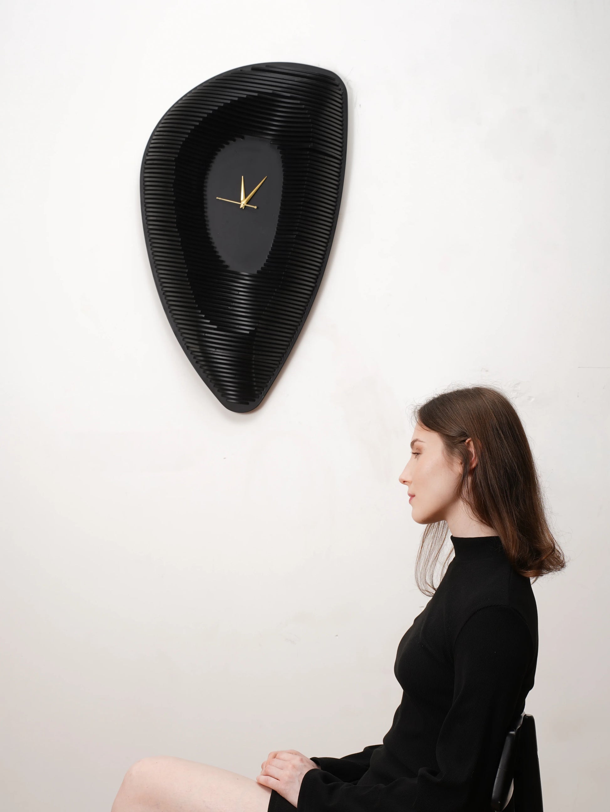 Minimalist 3D Wood Wall Clock Eclipse Void — Recessed Shadow-Play Timepiece — Modern Deep-Tone Silent Boutique Fiberwood Art - velvet & grain