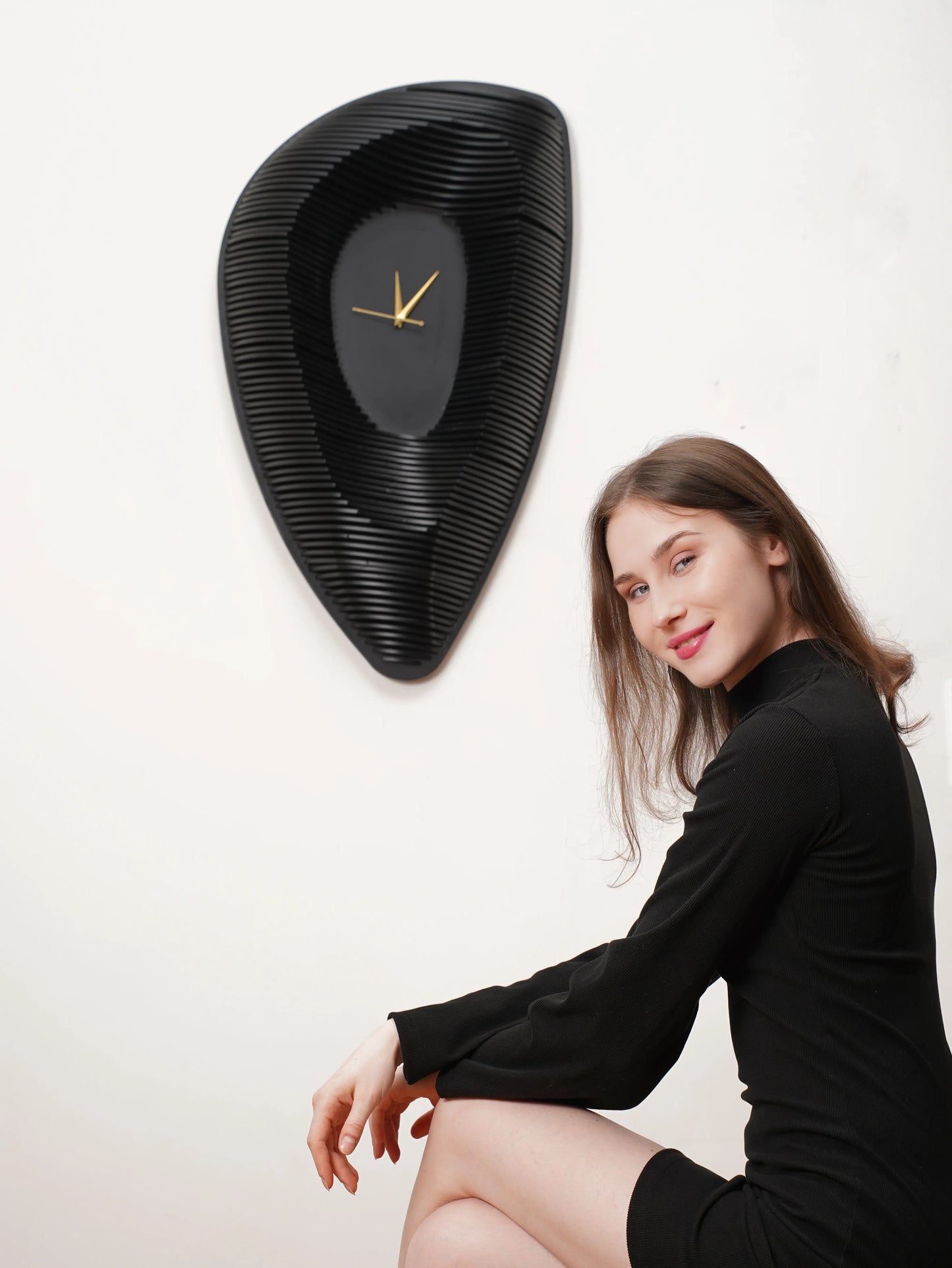 Minimalist 3D Wood Wall Clock Eclipse Void — Recessed Shadow-Play Timepiece — Modern Deep-Tone Silent Boutique Fiberwood Art - velvet & grain