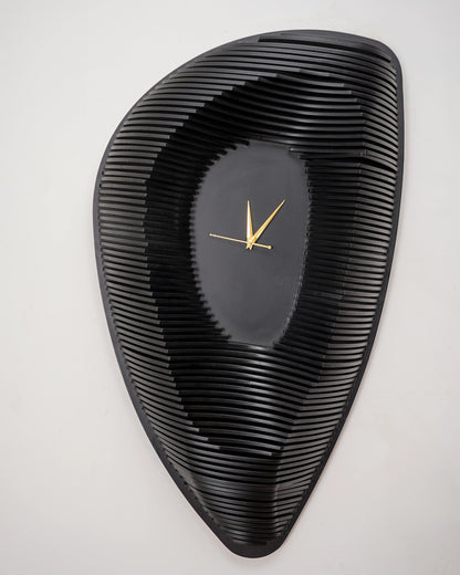 Minimalist 3D Wood Wall Clock Eclipse Void — Recessed Shadow-Play Timepiece — Modern Deep-Tone Silent Boutique Fiberwood Art - velvet & grain