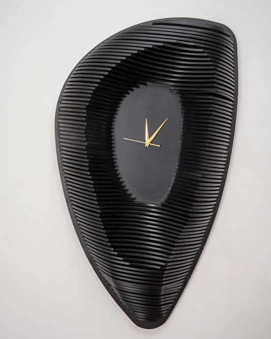 Minimalist 3D Wood Wall Clock Eclipse Void — Recessed Shadow-Play Timepiece — Modern Deep-Tone Silent Boutique Fiberwood Art - velvet & grain