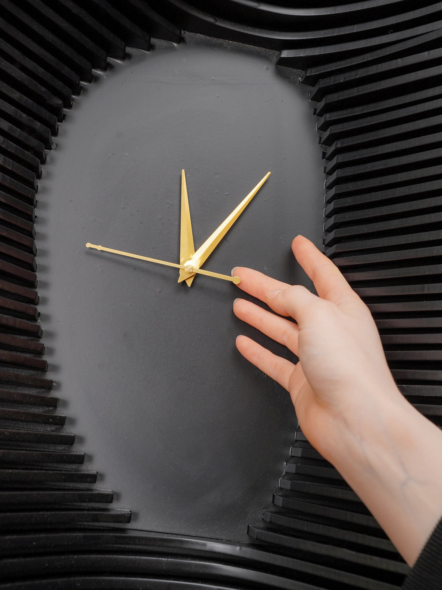 Minimalist 3D Wood Wall Clock Eclipse Void — Recessed Shadow-Play Timepiece — Modern Deep-Tone Silent Boutique Fiberwood Art - velvet & grain