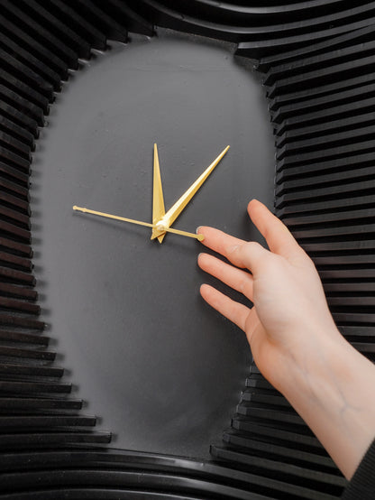 Minimalist 3D Wood Wall Clock Eclipse Void — Recessed Shadow-Play Timepiece — Modern Deep-Tone Silent Boutique Fiberwood Art - velvet & grain