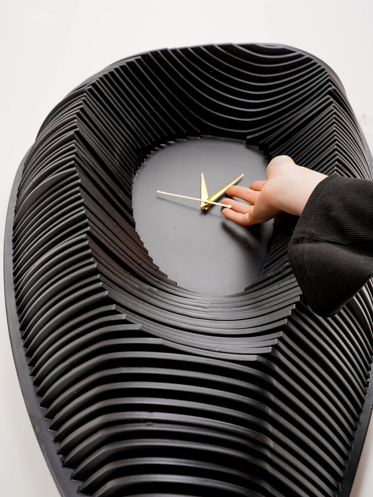 Minimalist 3D Wood Wall Clock Eclipse Void — Recessed Shadow-Play Timepiece — Modern Deep-Tone Silent Boutique Fiberwood Art - velvet & grain