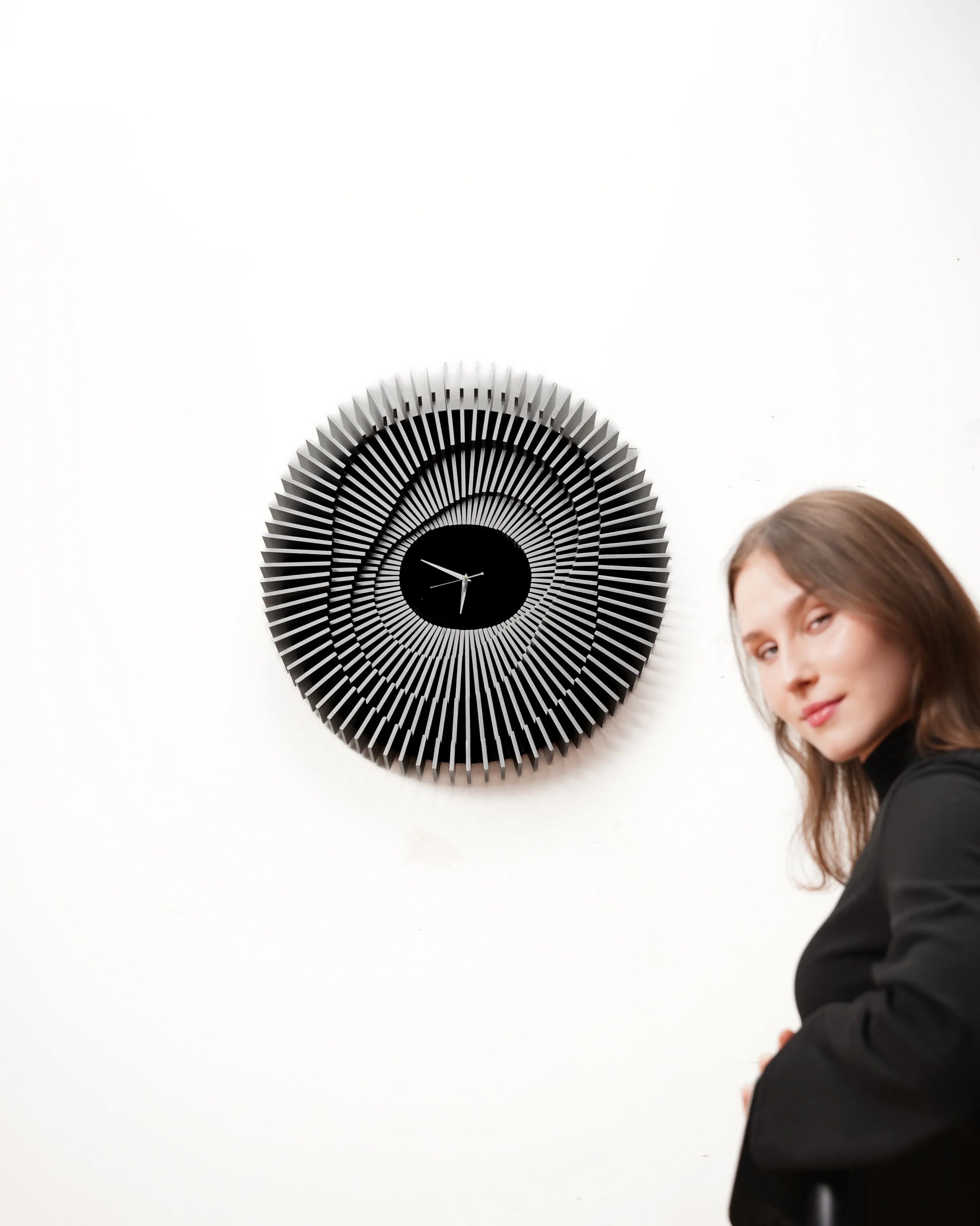 Architectural 3D Wood Wall Clock Terrace Dial — Multi-Layered Shadow-Play Timepiece — Modern Minimalist Silent Art-Grade Composite Decor - velvet & grain