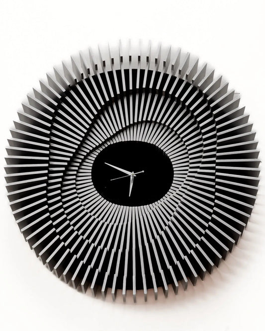 Architectural 3D Wood Wall Clock Terrace Dial — Multi-Layered Shadow-Play Timepiece — Modern Minimalist Silent Art-Grade Composite Decor - velvet & grain