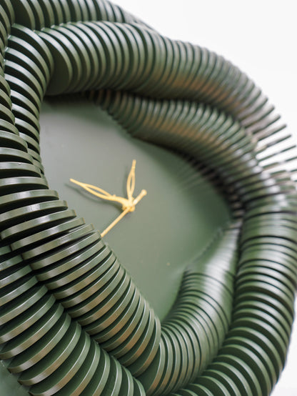 Biophilic 3D Wood Wall Clock Moss Helix — Layered Botanical Timepiece — Modern Silent Geometric Birch Wood Art - velvet & grain