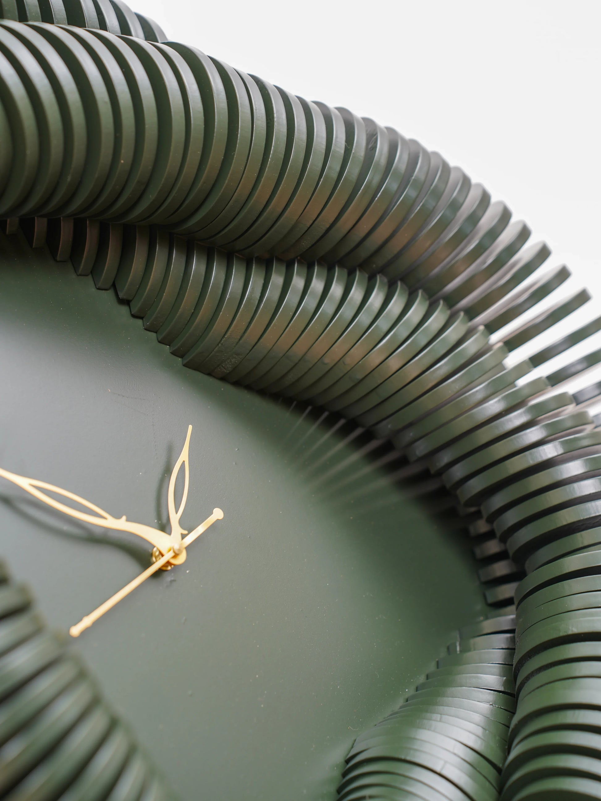 Biophilic 3D Wood Wall Clock Moss Helix — Layered Botanical Timepiece — Modern Silent Geometric Birch Wood Art - velvet & grain