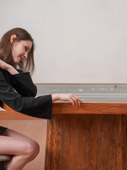 Industrial Statement Coffee Table Automaton — 3D Layered Geometric Furniture — Modern Minimalist Designer MDF Centerpiece - velvet & grain