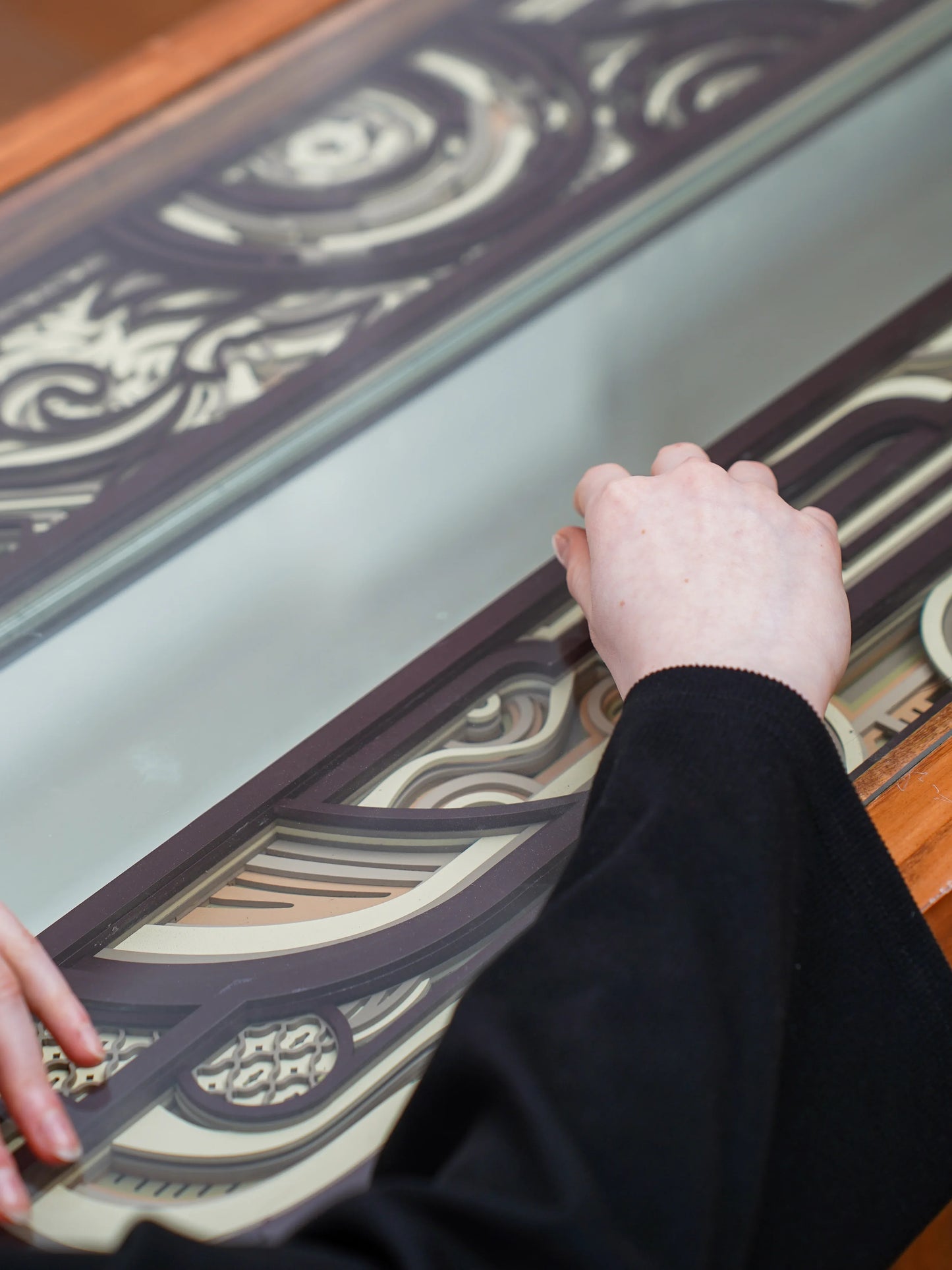 Industrial Statement Coffee Table Automaton — 3D Layered Geometric Furniture — Modern Minimalist Designer MDF Centerpiece - velvet & grain