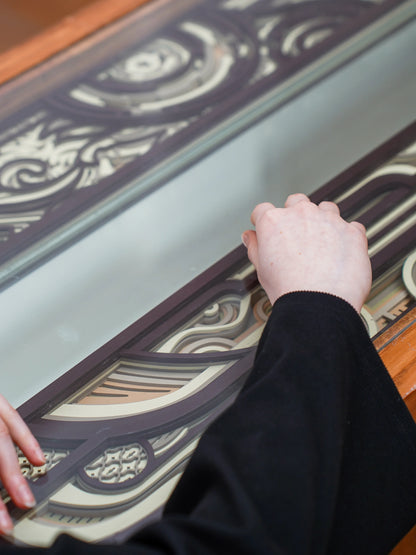 Industrial Statement Coffee Table Automaton — 3D Layered Geometric Furniture — Modern Minimalist Designer MDF Centerpiece - velvet & grain