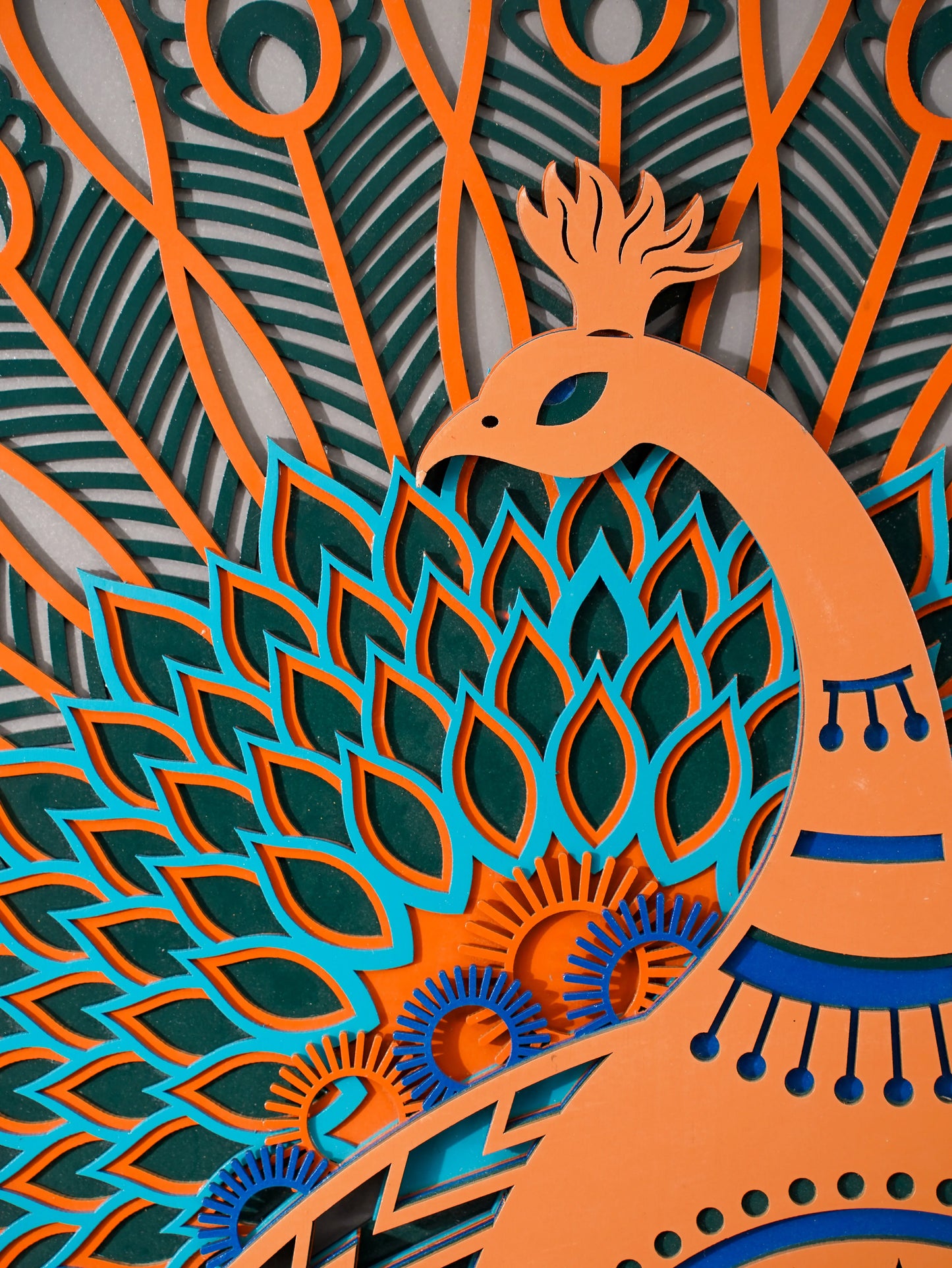 Exotic 3D Wood Art Peacock Prism Combo — Luxury Matching Home Decor Set — Minimalist Laser Cut Jewel-Tone Gallery Wall - velvet & grain