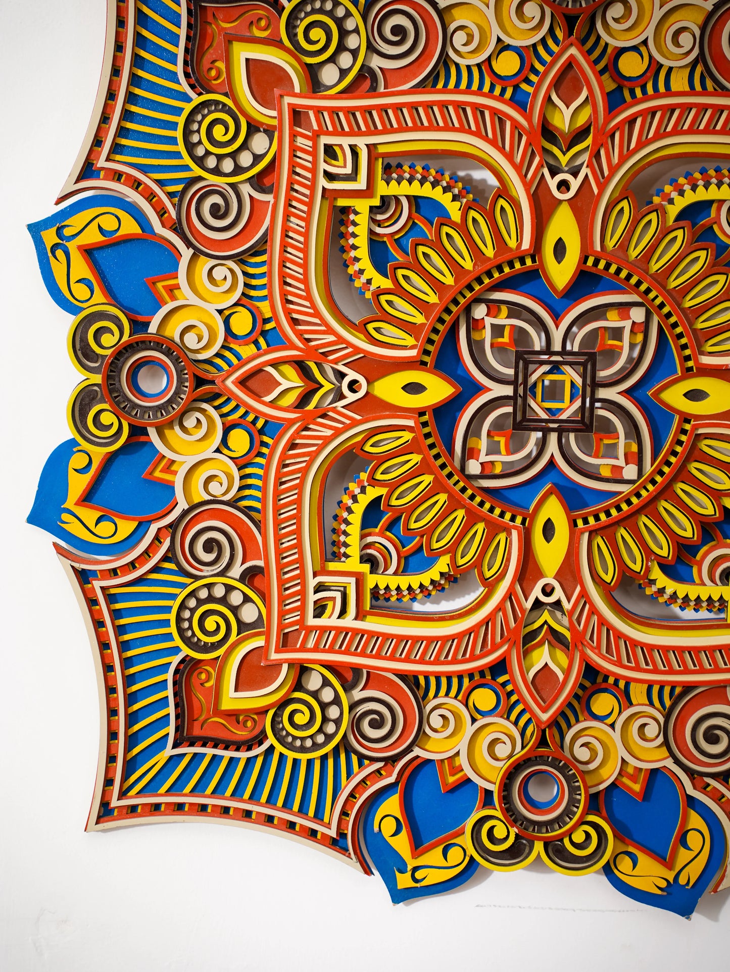 Luxury Minimalist Kaleidoscope Rose Wall Art - Modern 3D Wood Decor - Geometric Layered Flower Mandala Sculpture - velvet & grain