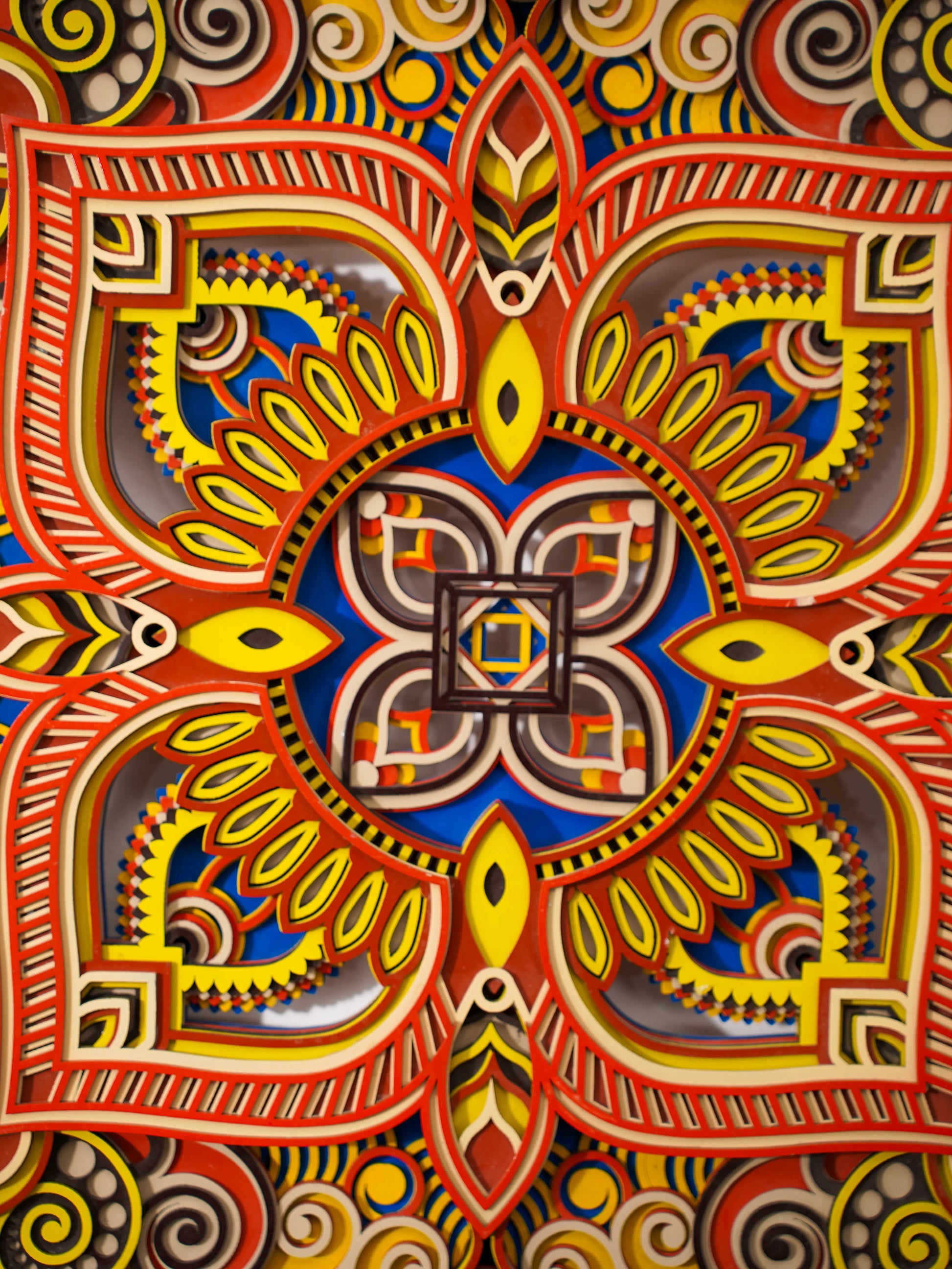 Luxury Minimalist Kaleidoscope Rose Wall Art - Modern 3D Wood Decor - Geometric Layered Flower Mandala Sculpture - velvet & grain