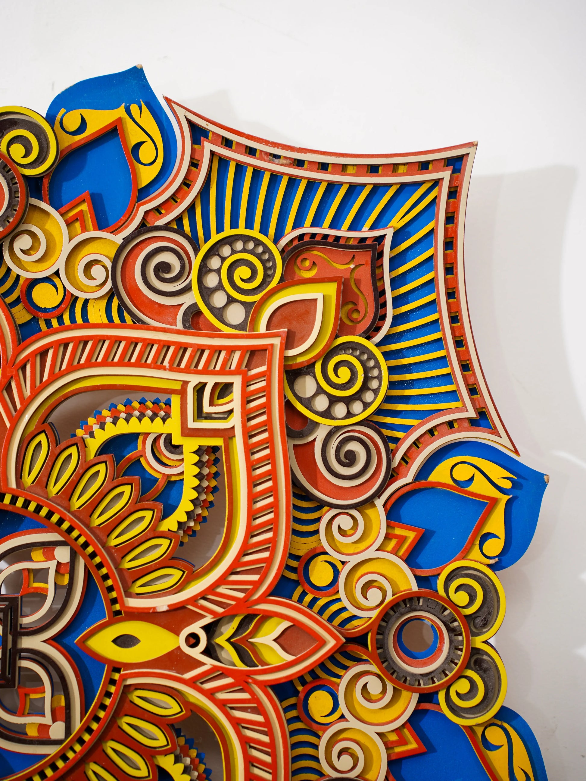 Luxury Minimalist Kaleidoscope Rose Wall Art - Modern 3D Wood Decor - Geometric Layered Flower Mandala Sculpture - velvet & grain