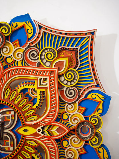 Luxury Minimalist Kaleidoscope Rose Wall Art - Modern 3D Wood Decor - Geometric Layered Flower Mandala Sculpture - velvet & grain