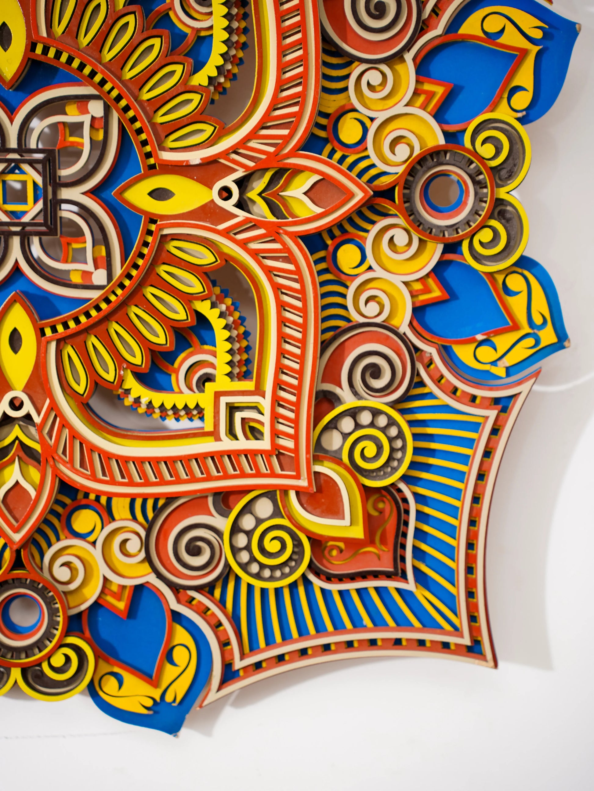 Luxury Minimalist Kaleidoscope Rose Wall Art - Modern 3D Wood Decor - Geometric Layered Flower Mandala Sculpture - velvet & grain