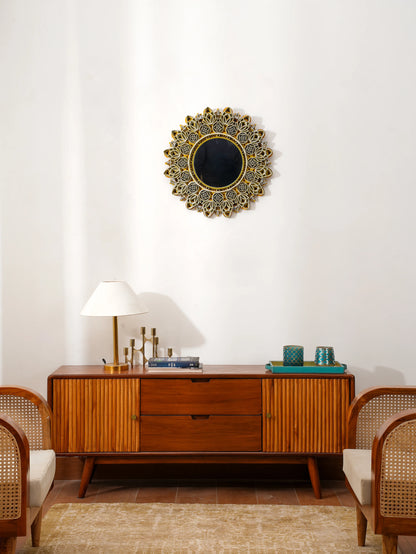 Architectural Feature Mirror Sterreo - 3D Structural Wood Frame Decor - Industrial Layered Geometric Wood Art - velvet & grain