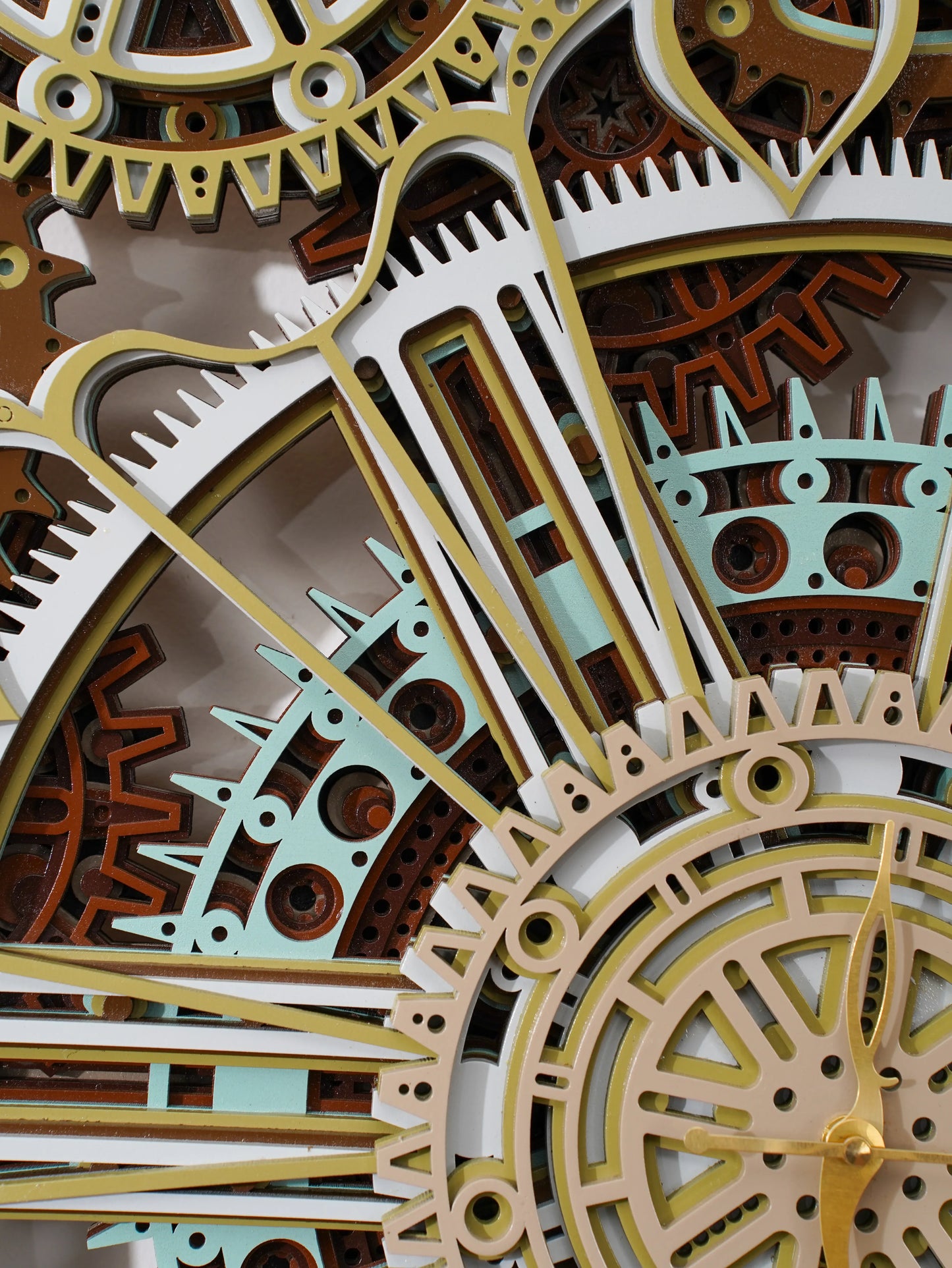 Industrial 3D Wood Wall Clock Stellar Gear — Precision Laser Cut Home Decor — Minimalist Modern Teakwood Office Sculpture - velvet & grain